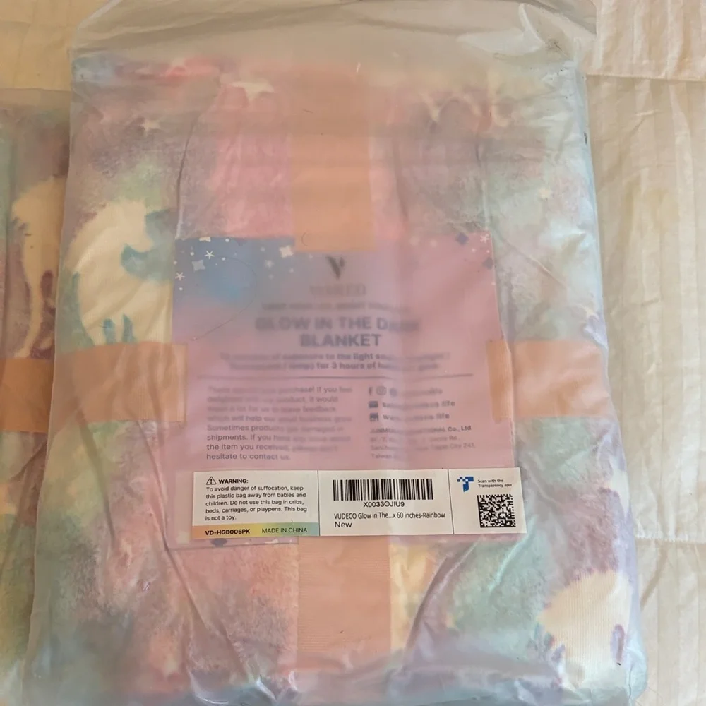 Glow in the Dark Pastel Unicorn Throw Blanket